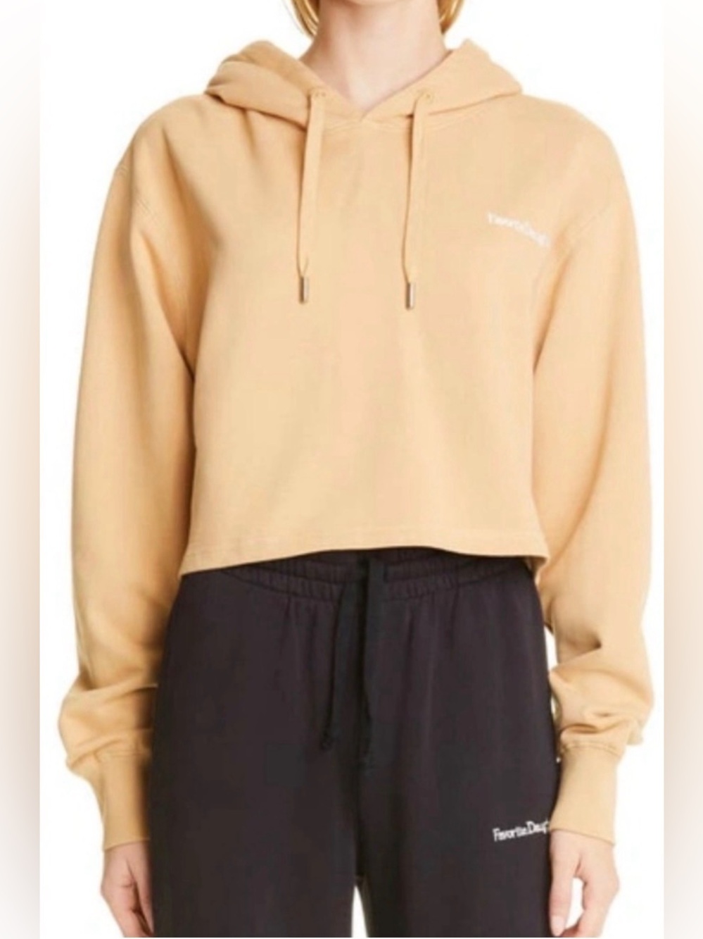 Favorite Daughter The Cropped Hoodie in Tan